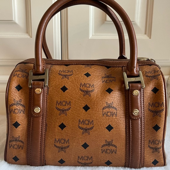 🚫SOLD🚫 Authentic MCM Boston Cognac Satchel - Picture 3 of 13